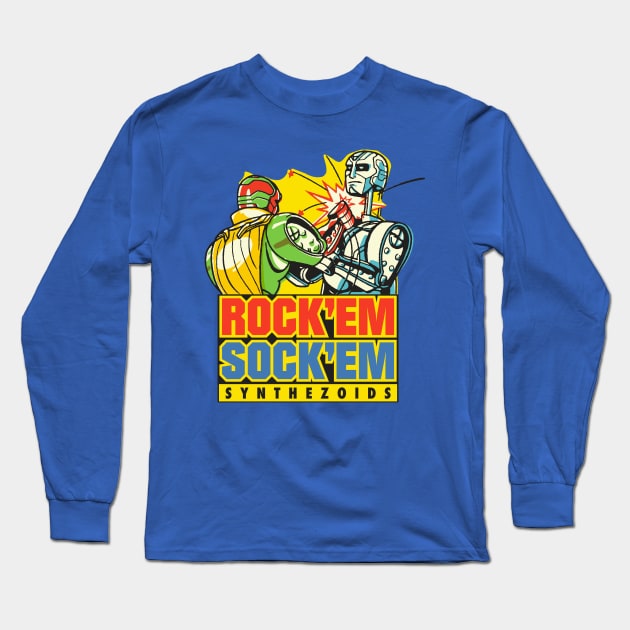 Rock'em Sock'em Synthezoids Long Sleeve T-Shirt by harebrained